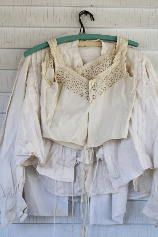 antique white cotton ladies blouses camisole waists, middy shirt ...