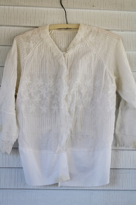 photo of antique white cotton ladies blouses camisole & waists, middy shirt Edwardian vintage early 1900s #4