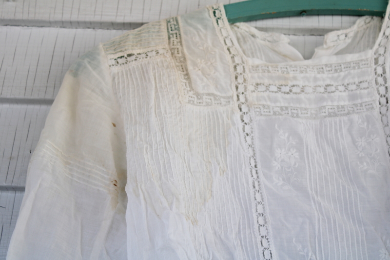 photo of antique white cotton ladies blouses camisole & waists, middy shirt Edwardian vintage early 1900s #11