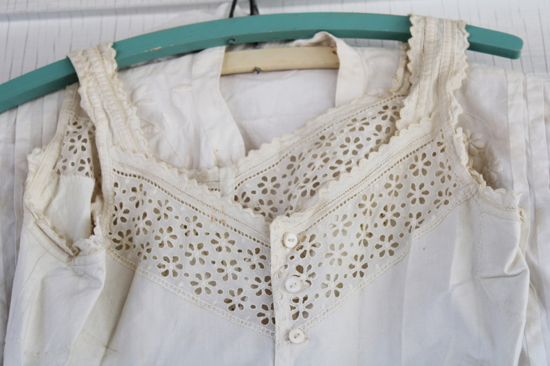 photo of antique white cotton ladies blouses camisole & waists, middy shirt Edwardian vintage early 1900s #12