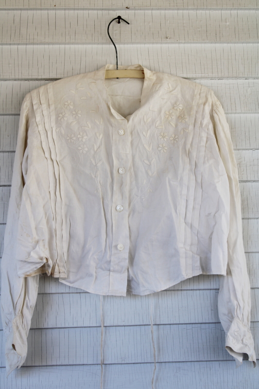 photo of antique white cotton ladies blouses camisole & waists, middy shirt Edwardian vintage early 1900s #15