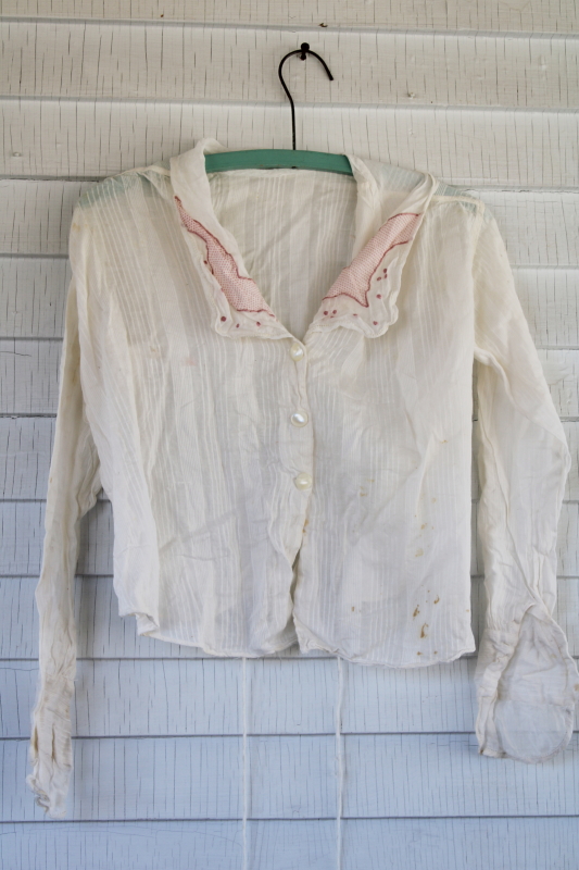 photo of antique white cotton ladies blouses camisole & waists, middy shirt Edwardian vintage early 1900s #19