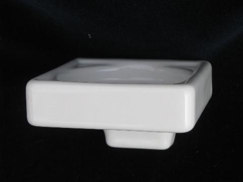 photo of antique white ironstone bathroom glass holder, art deco wall mount style #1