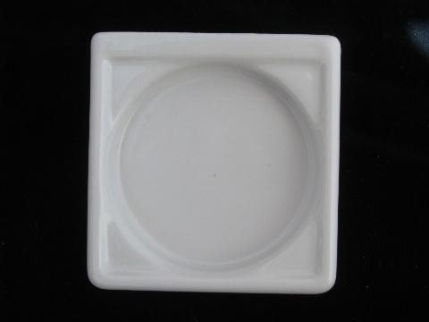 photo of antique white ironstone bathroom glass holder, art deco wall mount style #2