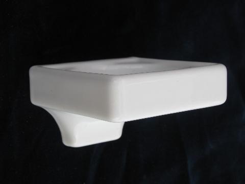 photo of antique white ironstone bathroom glass holder, art deco wall mount style #3