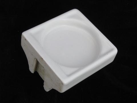 photo of antique white ironstone bathroom glass holder, art deco wall mount style #4