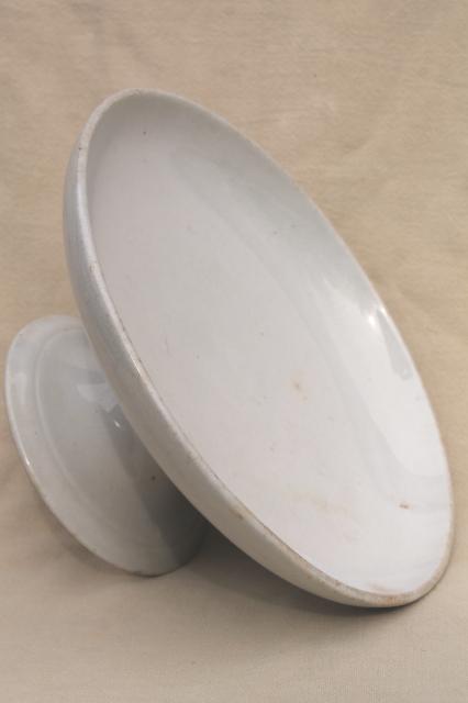 photo of antique white ironstone china John Edwards England pedestal dish, compote bowl centerpiece  #4