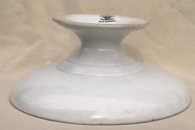 photo of antique white ironstone china John Edwards England pedestal dish, compote bowl centerpiece  #6