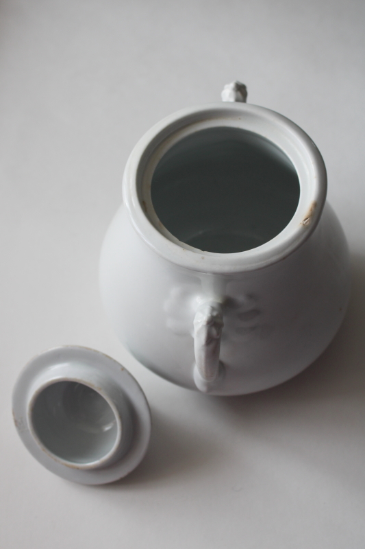 photo of antique white ironstone china biscuit jar large chunky shape, English Royal Arms mark Johnson Bros  #2