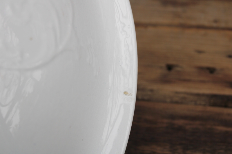 photo of antique white ironstone china bowl, embossed wash bowl basin Anchor JEN backstamp  #7