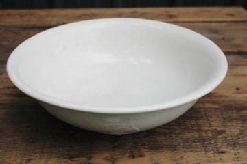 antique white ironstone china bowl, embossed wash bowl basin Anchor JEN backstamp 