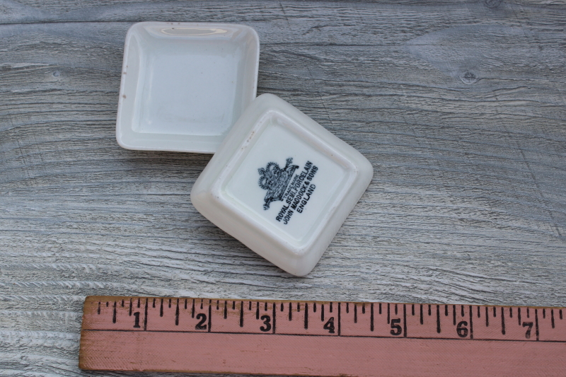 photo of antique white ironstone china butter pats, small square plates John Maddock England #1