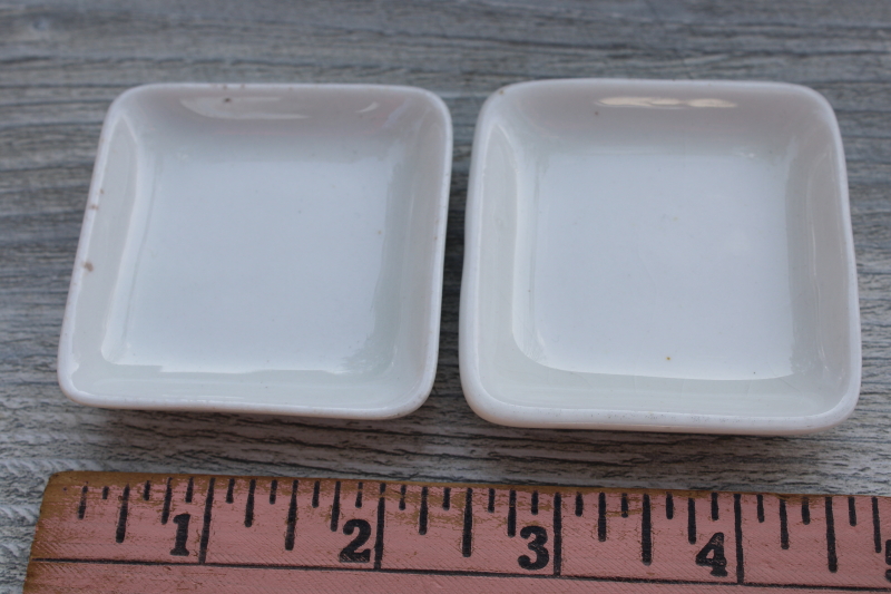 photo of antique white ironstone china butter pats, small square plates John Maddock England #3