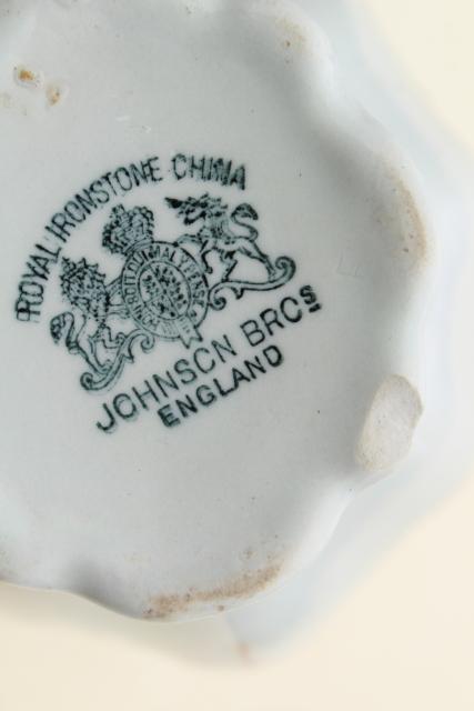 photo of antique white ironstone china pitcher, Johnson Bros England milk jug Royal Arms mark #2