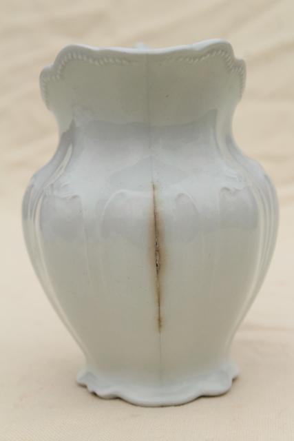 photo of antique white ironstone china pitcher, Johnson Bros England milk jug Royal Arms mark #7