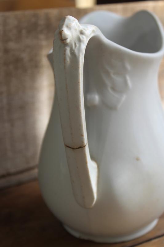 photo of antique white ironstone china pitcher or milk jug, lions head John Edwards England #3