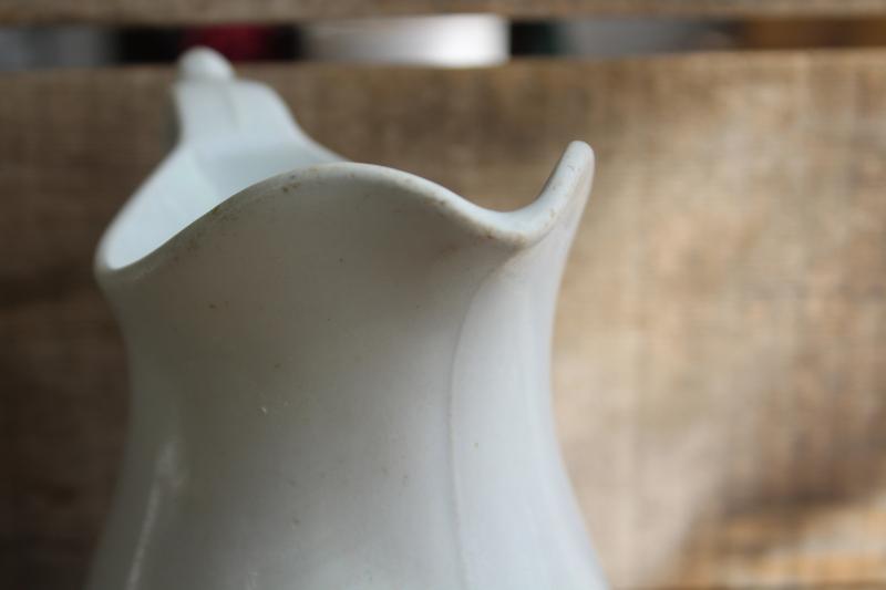 photo of antique white ironstone china pitcher or milk jug, lions head John Edwards England #4