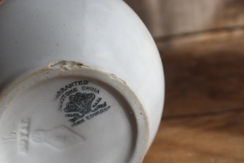 photo of antique white ironstone china pitcher or milk jug, lions head John Edwards England #6