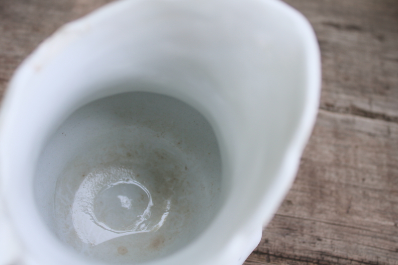 photo of antique white ironstone china pitchers large creamers shabby vintage farmhouse decor #13