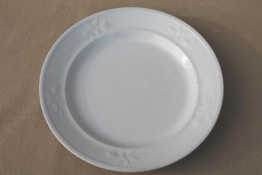 photo of antique white ironstone china plates w/ rose leaf embossed border, 1869 Meakin England #4