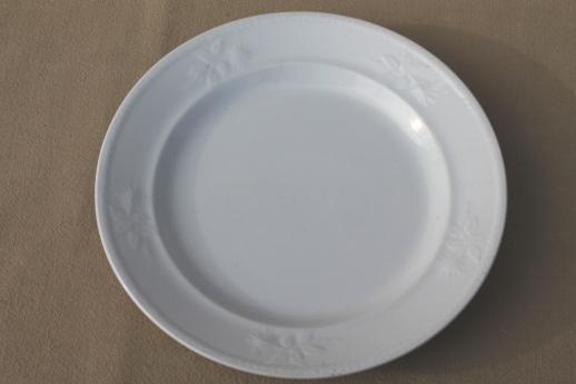 photo of antique white ironstone china plates w/ rose leaf embossed border, 1869 Meakin England #6