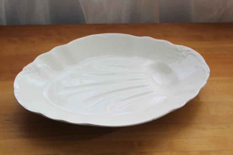 photo of antique white ironstone china platter, huge serving tray for roast or turkey #2