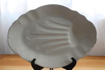 catalog photo of antique white ironstone china platter, huge serving tray for roast or turkey