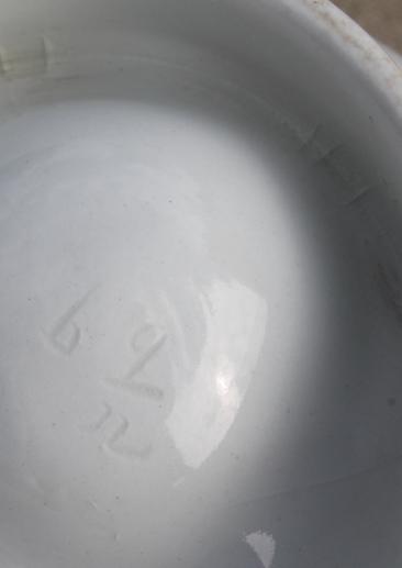 photo of antique white ironstone china pudding mold, rose leaf pattern oval mold #6