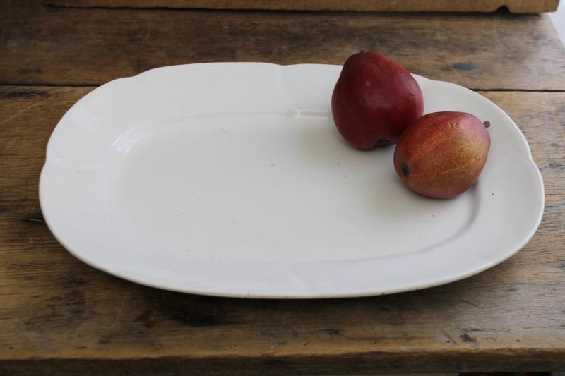 photo of antique white ironstone platter, Bishop & Stonier England, turn of the century vintage #1