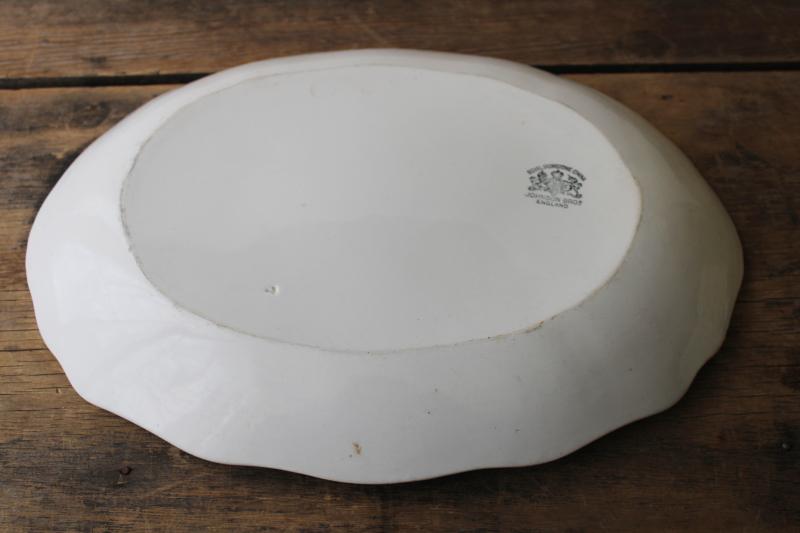 photo of antique white ironstone platter, embossed English oak or acanthus leaf Johnson Brothers #4