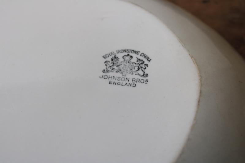 photo of antique white ironstone platter, embossed English oak or acanthus leaf Johnson Brothers #5