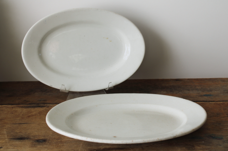 photo of antique white ironstone platters, early 1900s vintage Greenwood china  #3