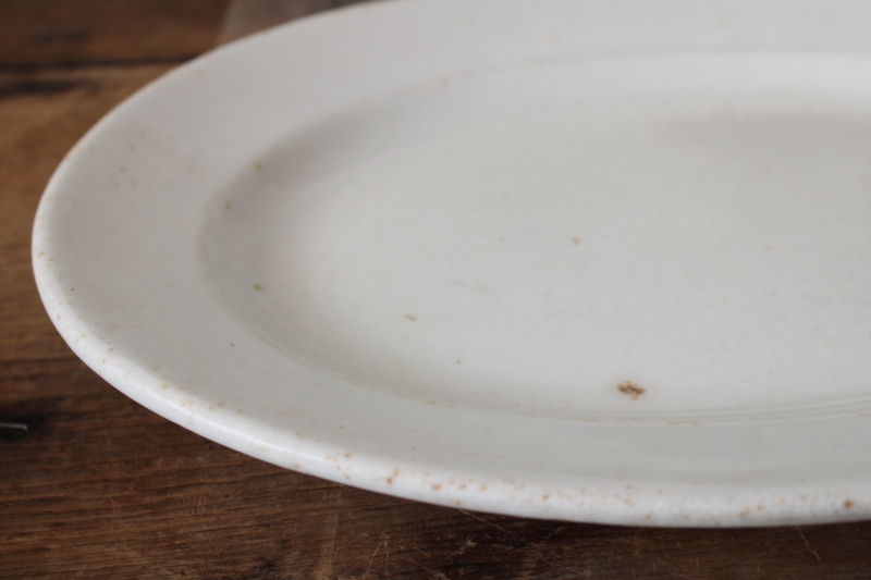 photo of antique white ironstone platters, early 1900s vintage Greenwood china  #4