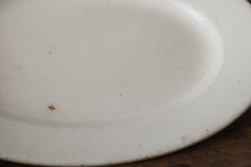 photo of antique white ironstone platters, early 1900s vintage Greenwood china  #5