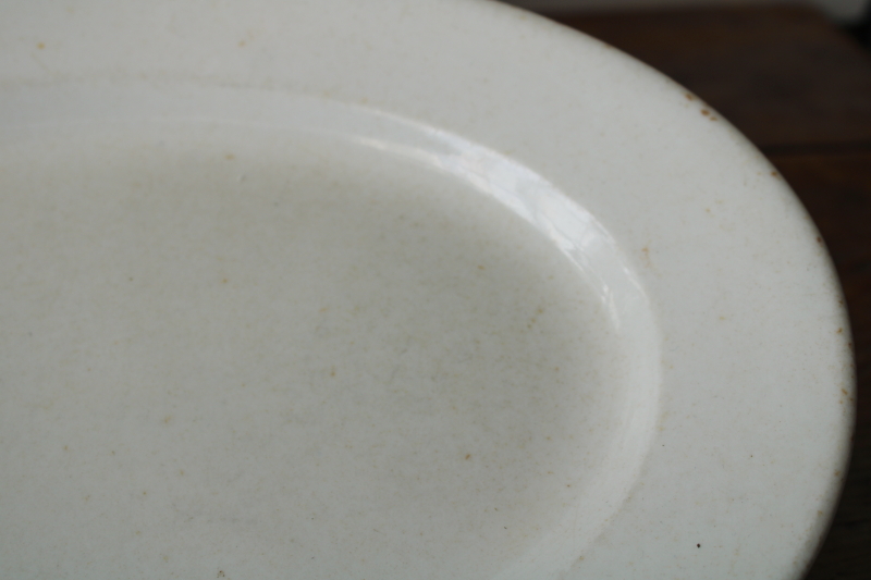 photo of antique white ironstone platters, early 1900s vintage Greenwood china  #6
