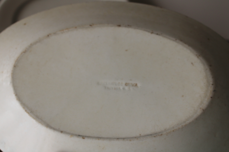 photo of antique white ironstone platters, early 1900s vintage Greenwood china  #7