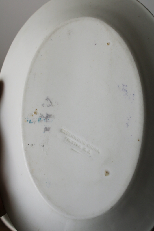 photo of antique white ironstone platters, early 1900s vintage Greenwood china  #9