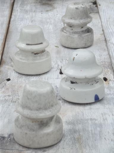 photo of antique white ironstone porcelain china telegraph or electrical insulators #1