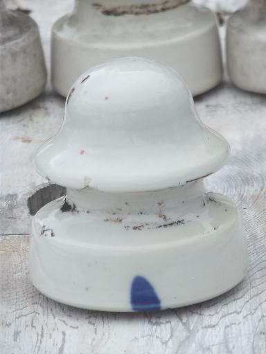 photo of antique white ironstone porcelain china telegraph or electrical insulators #3