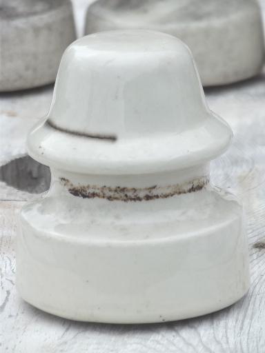 photo of antique white ironstone porcelain china telegraph or electrical insulators #4