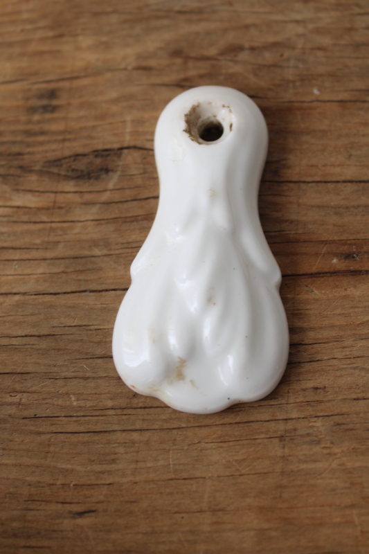 photo of antique white porcelain keyhole peephole cover Victorian vintage door hardware, acanthus leaf ironstone #1