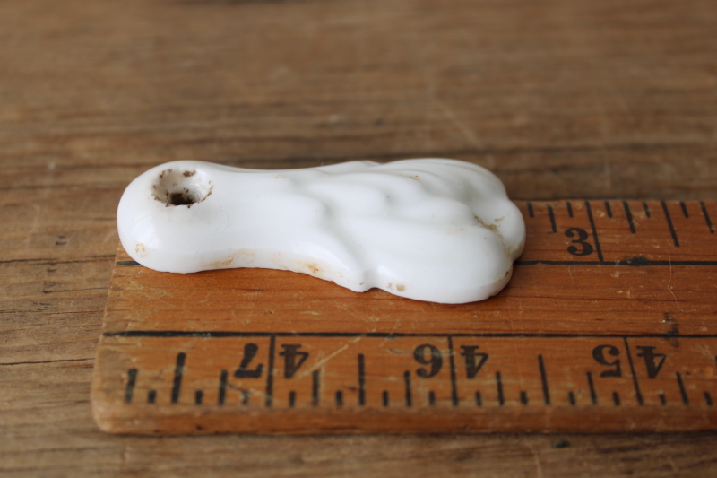 photo of antique white porcelain keyhole peephole cover Victorian vintage door hardware, acanthus leaf ironstone  #2