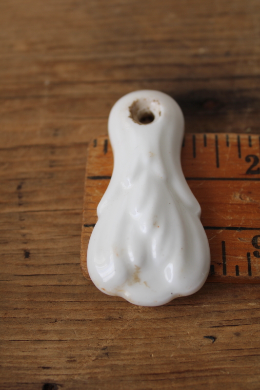 photo of antique white porcelain keyhole peephole cover Victorian vintage door hardware, acanthus leaf ironstone  #4