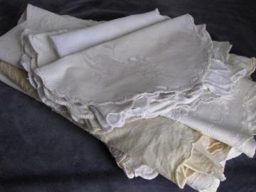 catalog photo of antique white work embroidery centerpiece table linens cover cloth lot