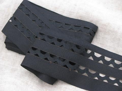 photo of antique wide black rayon braid, vintage sewing / upholstery / lampshade trim #1