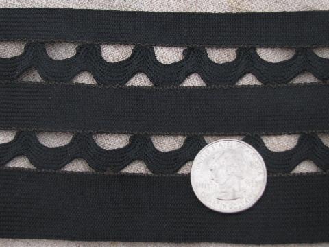 photo of antique wide black rayon braid, vintage sewing / upholstery / lampshade trim #2