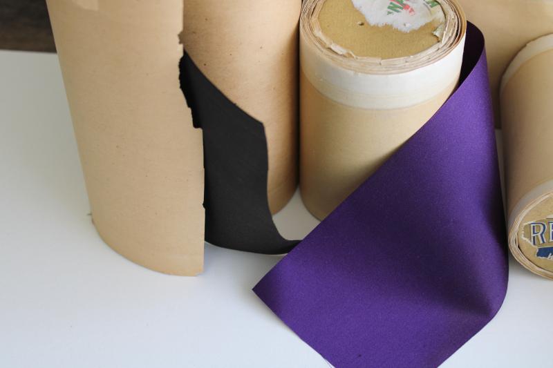 photo of antique wide silk ribbon for display, rolls of millinery trim in original paper #10