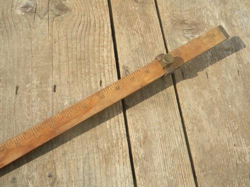 photo of antique wood and brass fittings adjustable rug or carpet measure 4' to 8' #2