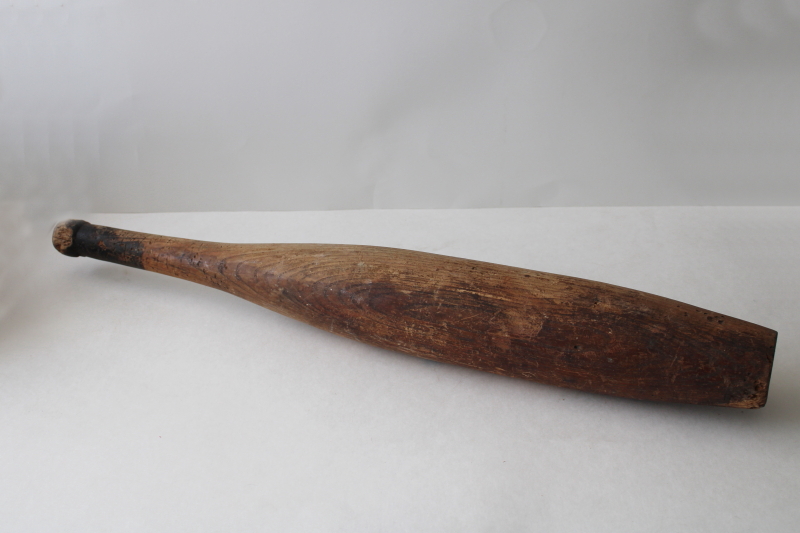 photo of antique wood bat or Indian club juggling pin, early 1900s vintage sport equipment #1