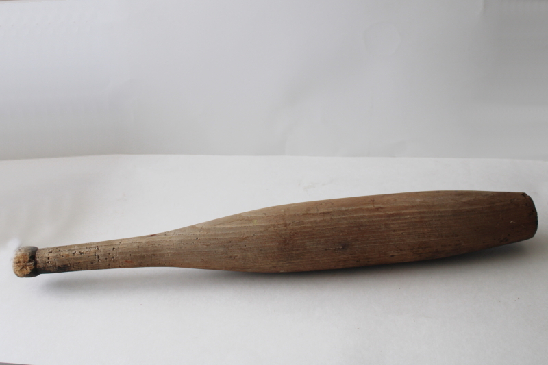 photo of antique wood bat or Indian club juggling pin, early 1900s vintage sport equipment #2